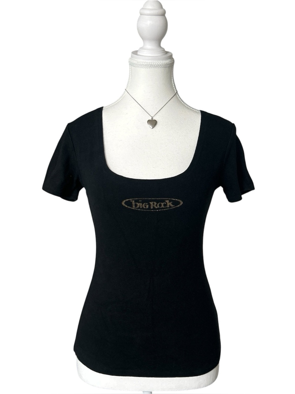 Y2K Grunge “Masque” Black and Gold “Big Rock” Graphic Baby Tee